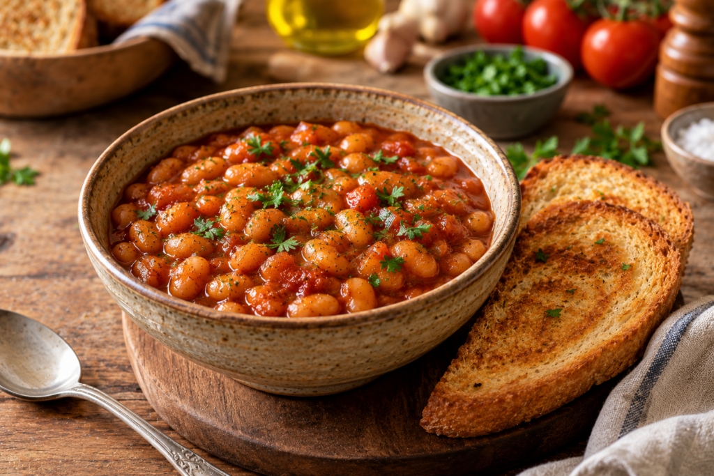 Baked Beans Served With Toast