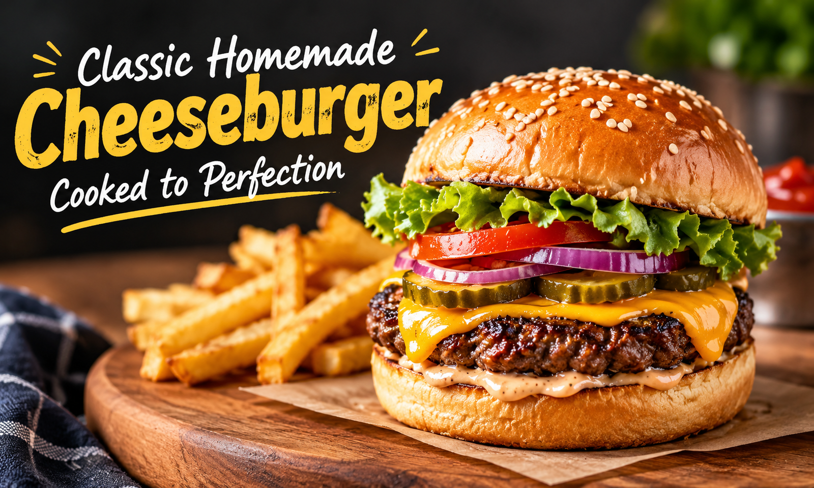 Classic Homemade Cheeseburger, Cooked to Perfection