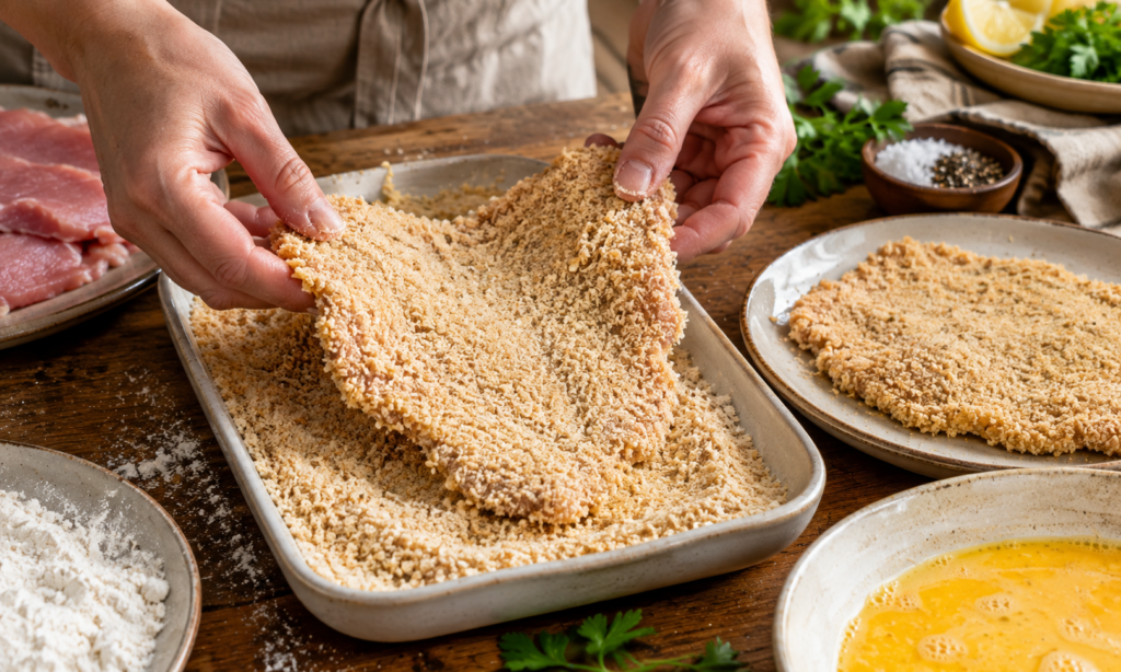 Coating the Schnitzel