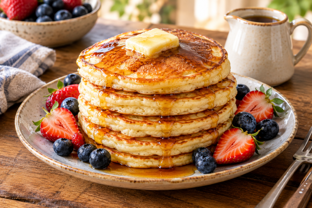 Finished Fluffy Pancake Stack