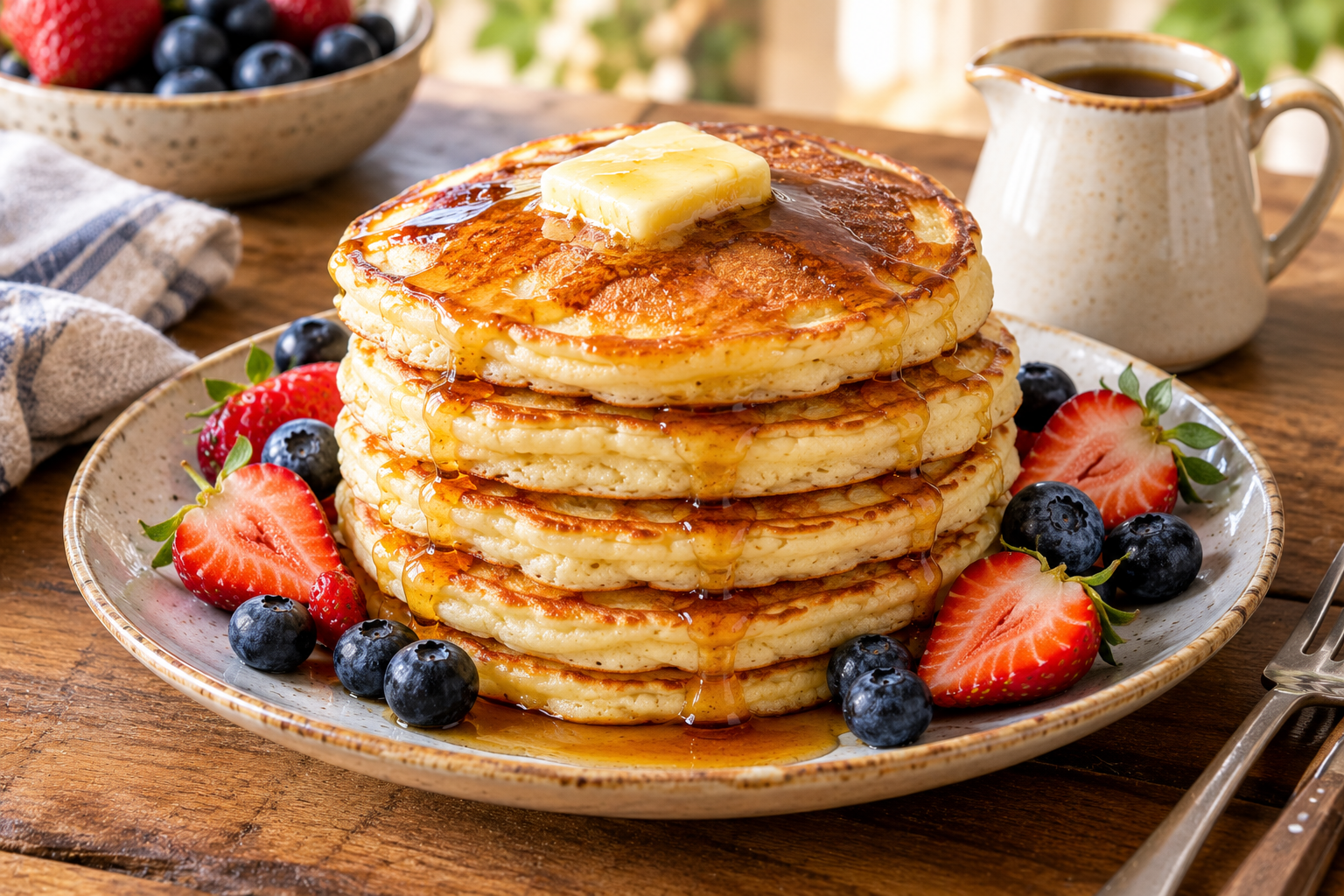 Finished Fluffy Pancake Stack