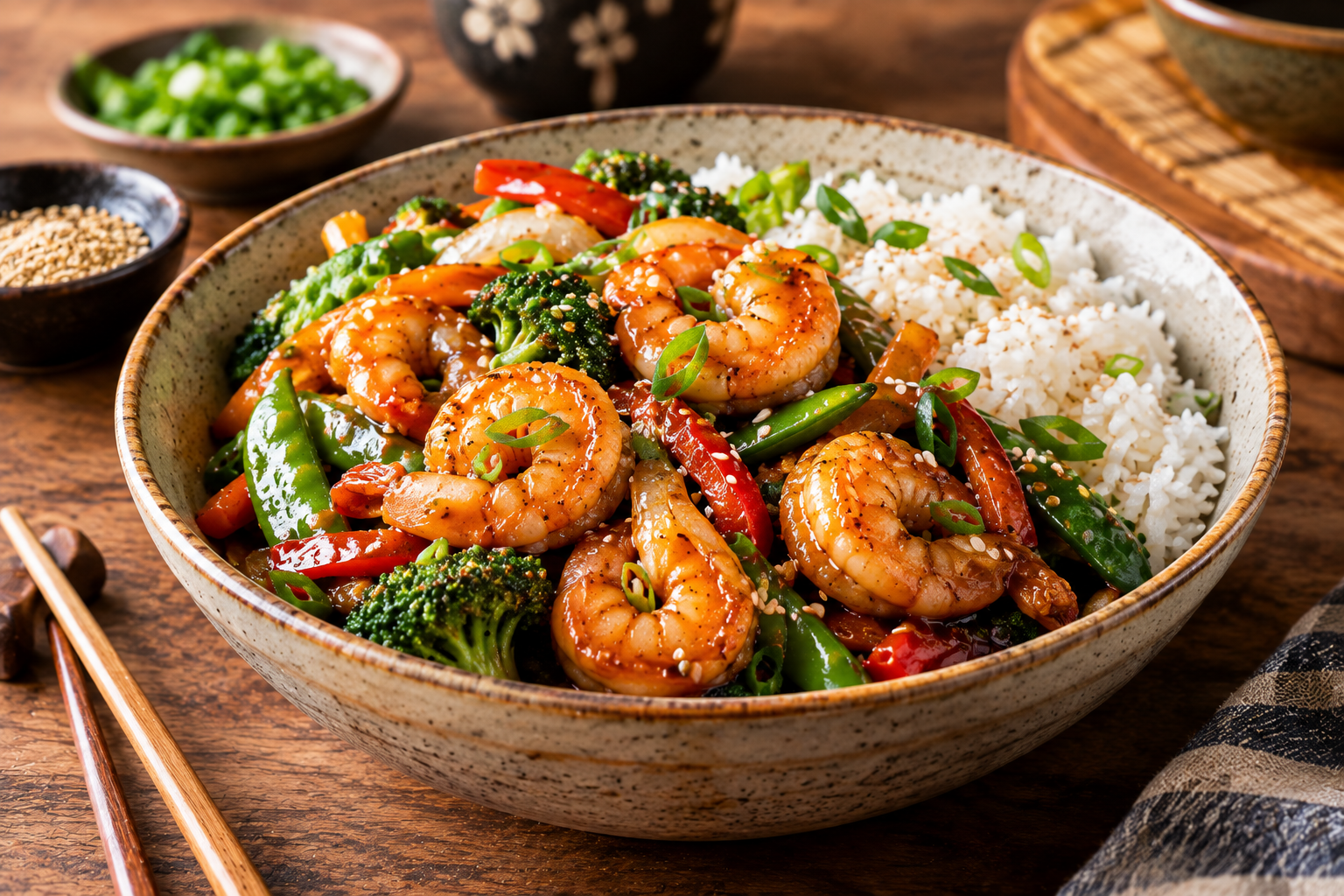 Finished Honey Garlic Shrimp Stir-Fry