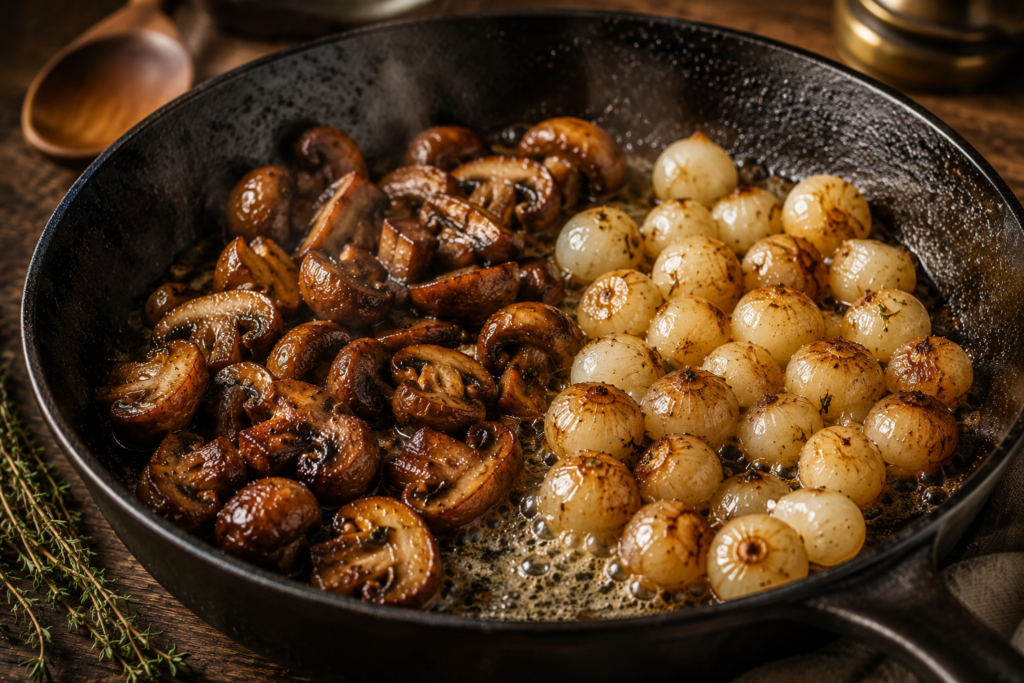 Sautéed Mushrooms and Pearl Onions